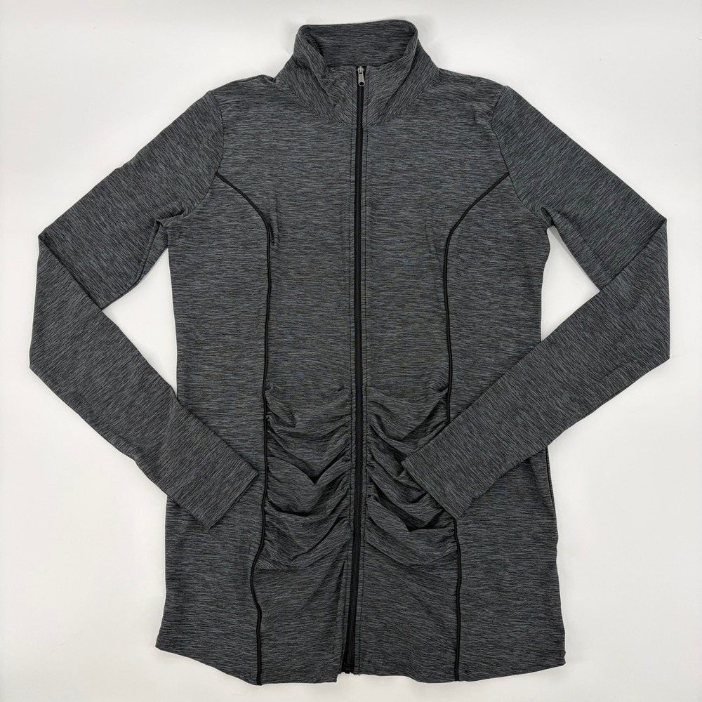 Motherhood Maternity Jacket Small Gray Ruched Zip Up Activewear Athleisure Yoga - Picture 5 of 9